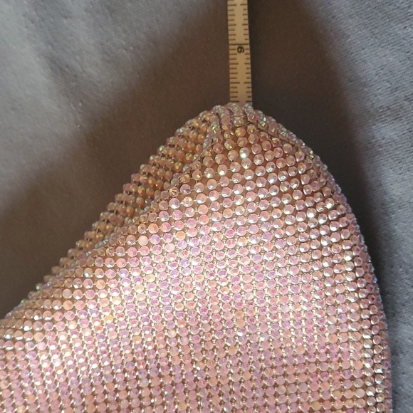 Gunne Sax by Jessica McClintock Lt Pink Staci Mesh Snap & Zip Closure Clutch Bag - Picture 11 of 11